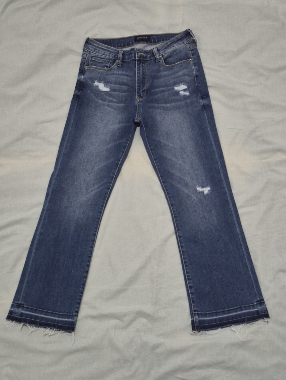 Just USA Blue Distressed Wide-Leg Womens Jeans